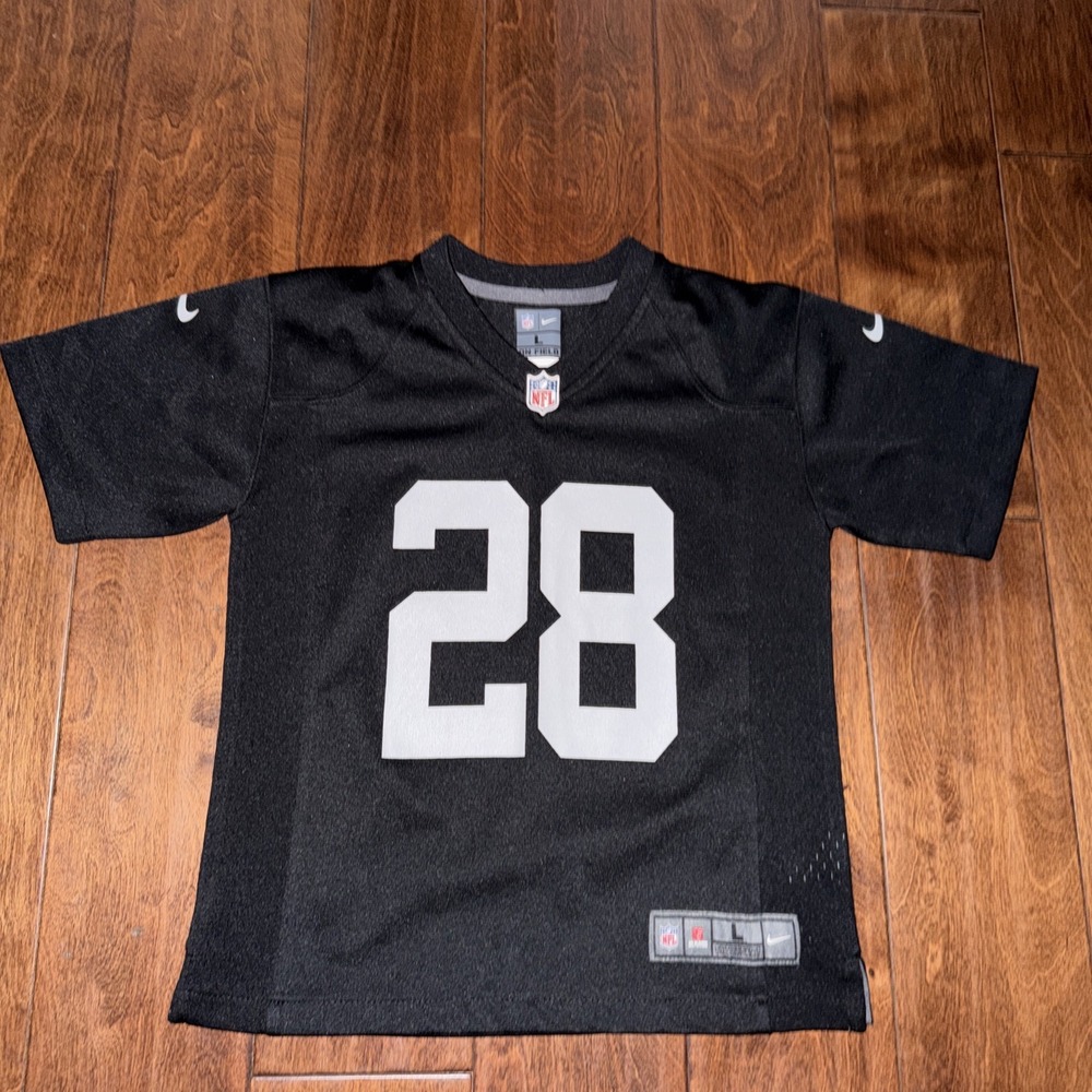 Nike On Field Josh Jacobs Las Vegas Raiders Jersey NFL #28 Sz Boys Large 14/16